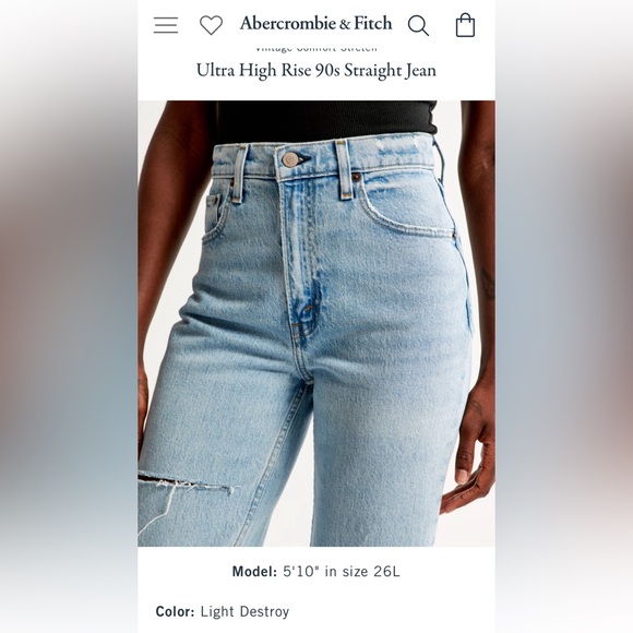 Abercrombie 90s Straight Jeans 33/16r - Picture 8 of 13